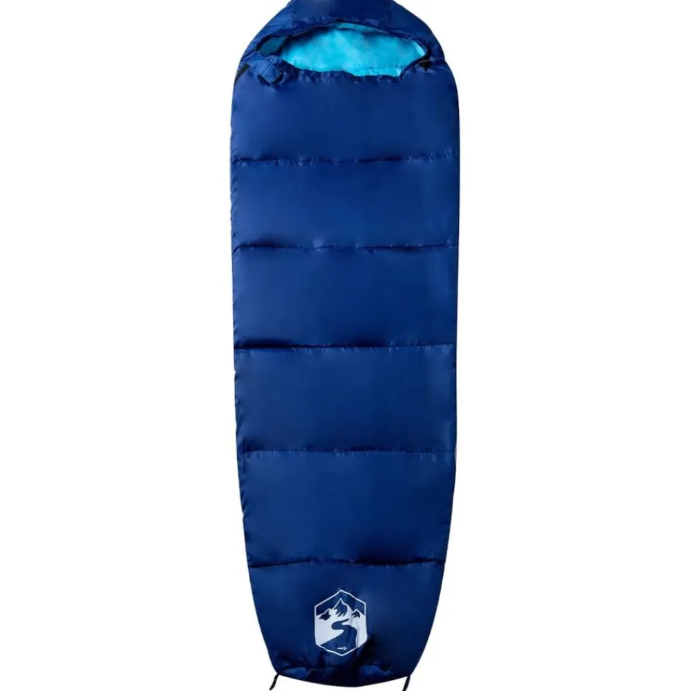 vidaXL Saco de dormir tipo momia de camping para adultos 3 estaciones azul marino y azul Hot