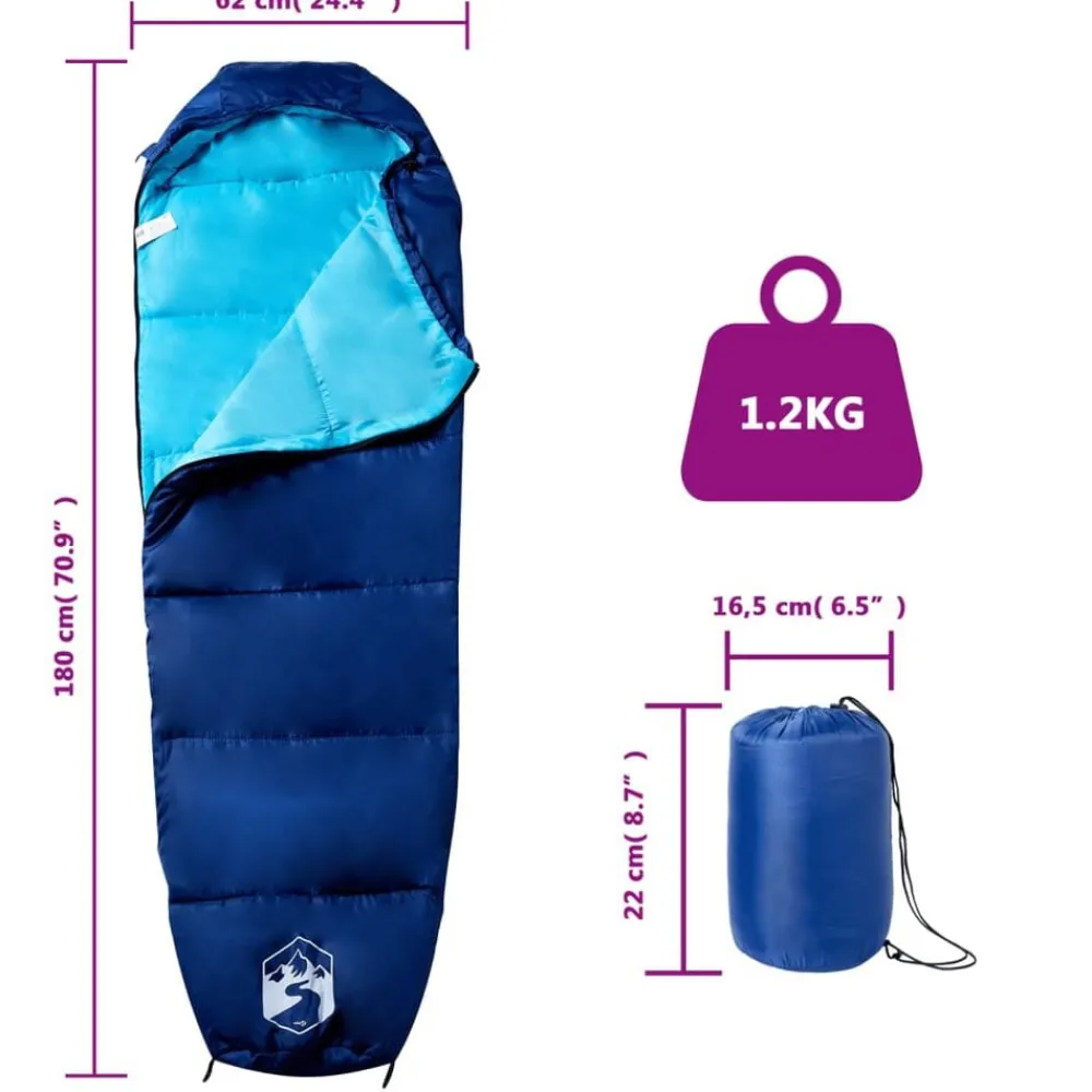 vidaXL Actividades Al Aire Libre-Saco de dormir tipo momia de camping para adultos 3 estaciones