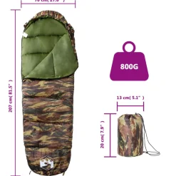 vidaXL Actividades Al Aire Libre-Saco de dormir tipo momia de camping para adultos 3 estaciones