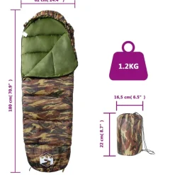 vidaXL Actividades Al Aire Libre-Saco de dormir tipo momia de camping para adultos 3 estaciones