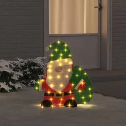 vidaXL Santa Claus Iluminado Cálido 70 x 62 cm Tela de Brillantina Clearance