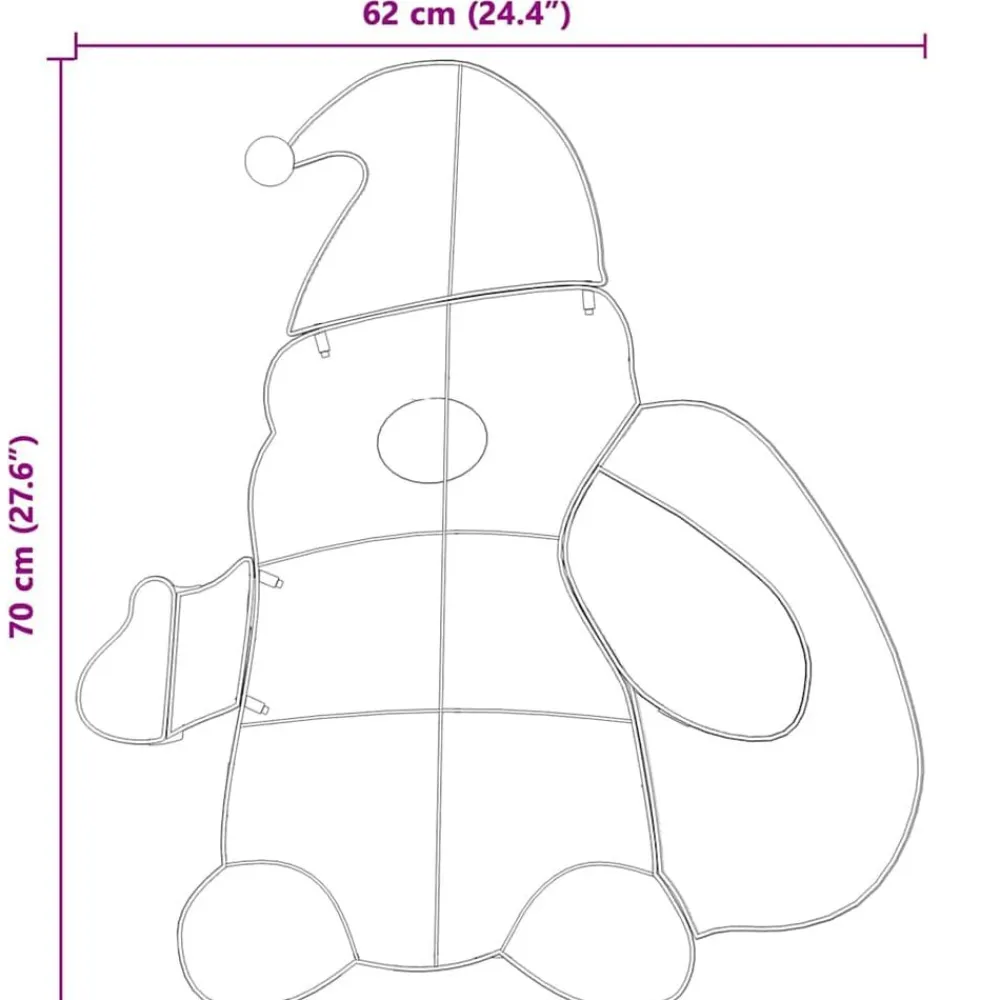 vidaXL Santa Claus Iluminado Cálido 70 x 62 cm Tela de Brillantina Clearance