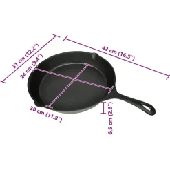 vidaXL Sartén parrilla de hierro fundido 30 cm redonda Hot