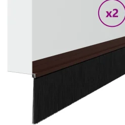 vidaXL Sellos de cepillo para puertas autoadhesivos 2 pcs Marrón Marr&oacute;n Best