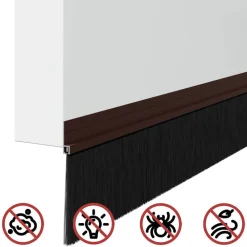 vidaXL Sellos de cepillo para puertas autoadhesivos 2 pcs Marrón Marr&oacute;n Best