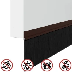 vidaXL Sellos de cepillo para puertas autoadhesivos 2 pcs Marrón Marr&oacute;n Best