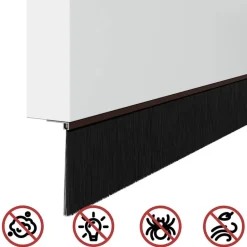vidaXL Sellos de cepillo para puertas autoadhesivos 2 pcs Marrón Marr&oacute;n New