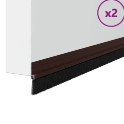 vidaXL Materiales De Construcción-Sellos de cepillo para puertas autoadhesivos 2 pcs Marrón