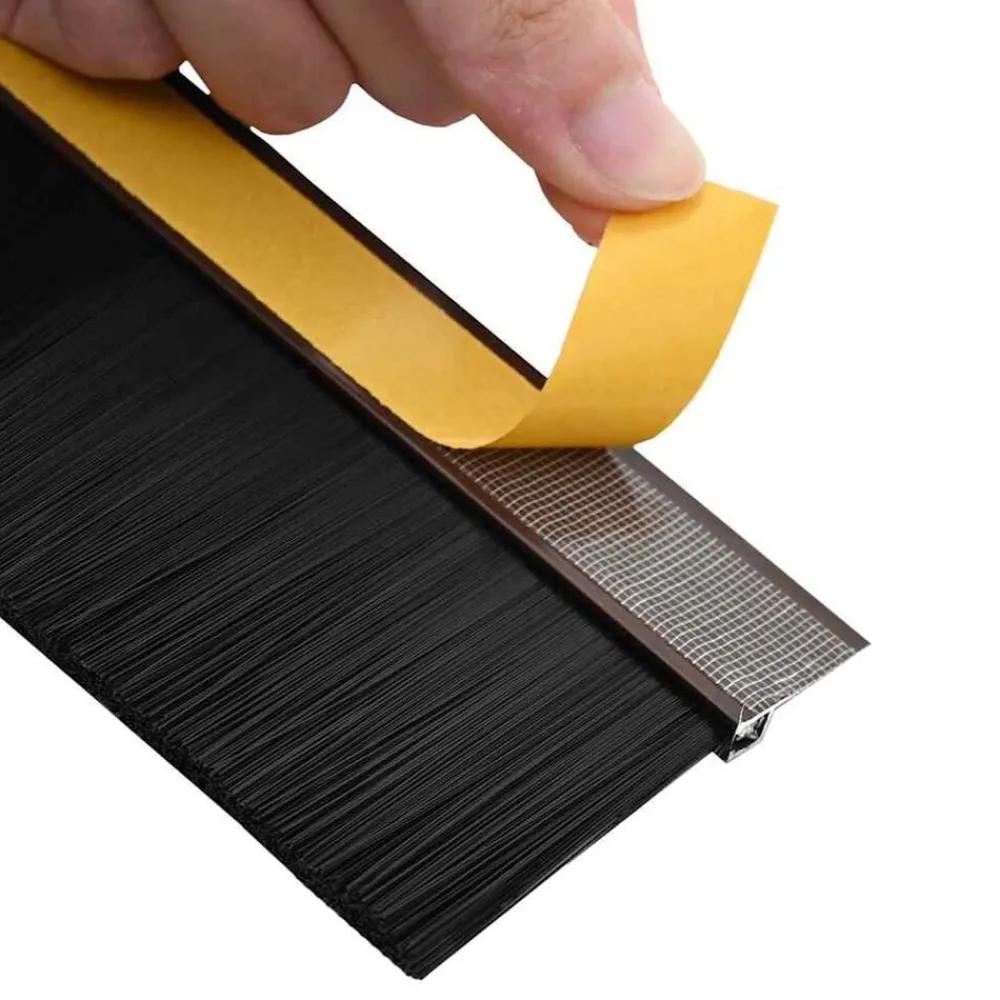 vidaXL Materiales De Construcción-Sellos de cepillo para puertas autoadhesivos 2 pcs Marrón