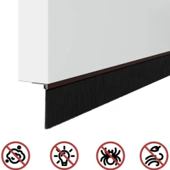 vidaXL Sellos de cepillo para puertas autoadhesivos 2 pcs Marrón Marr&oacute;n Clearance