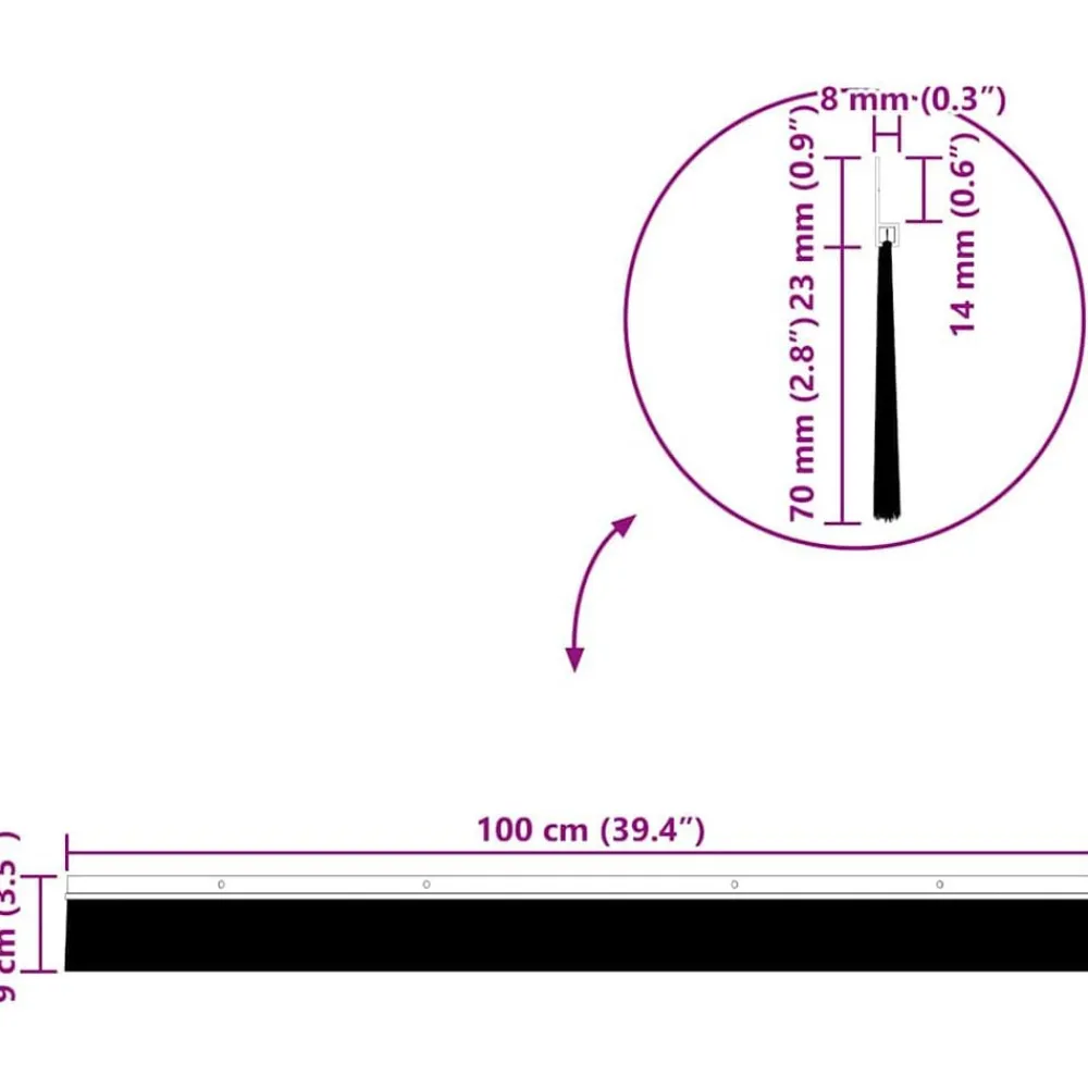 vidaXL Materiales De Construcción-Sellos de cepillo de puerta atornillables 2 pcs 100 cm