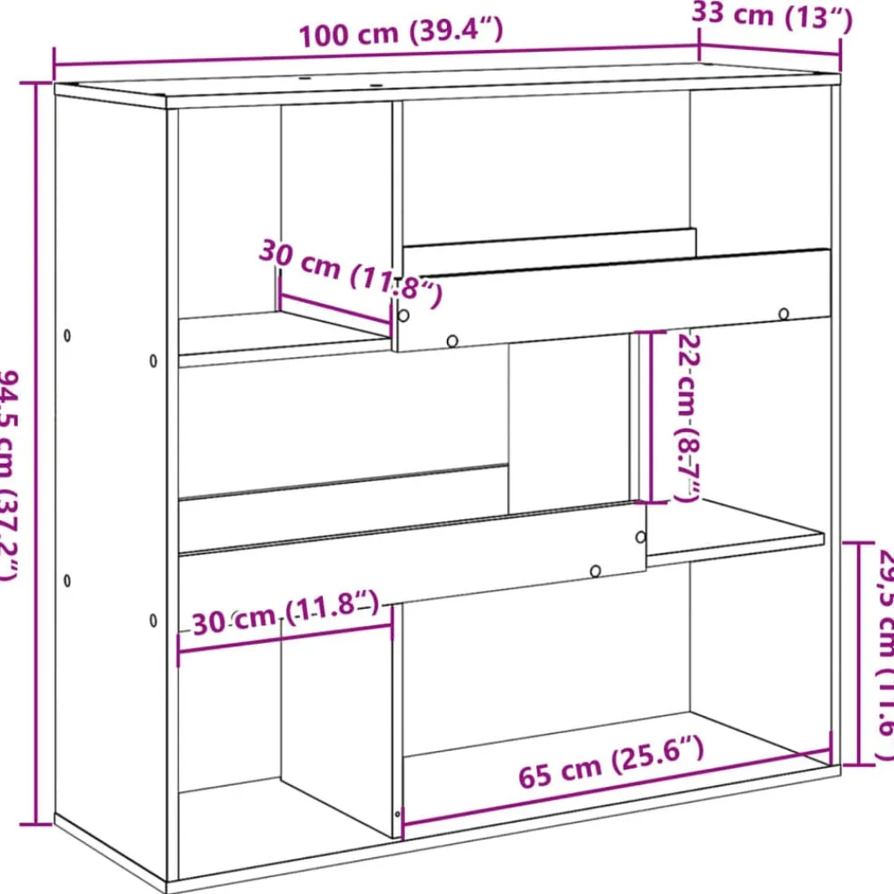 vidaXL Separador de ambientes madera ingeniería 100x33x94,5 cm Blanco