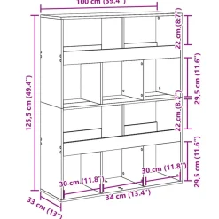 vidaXL Estanterías-Separador de ambientes madera 100x33x125,5 cm