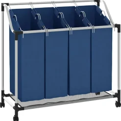 vidaXL Separador de colada con 4 bolsas acero Azul Outlet