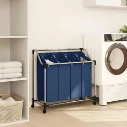 vidaXL Separador de colada con 4 bolsas acero Azul Outlet