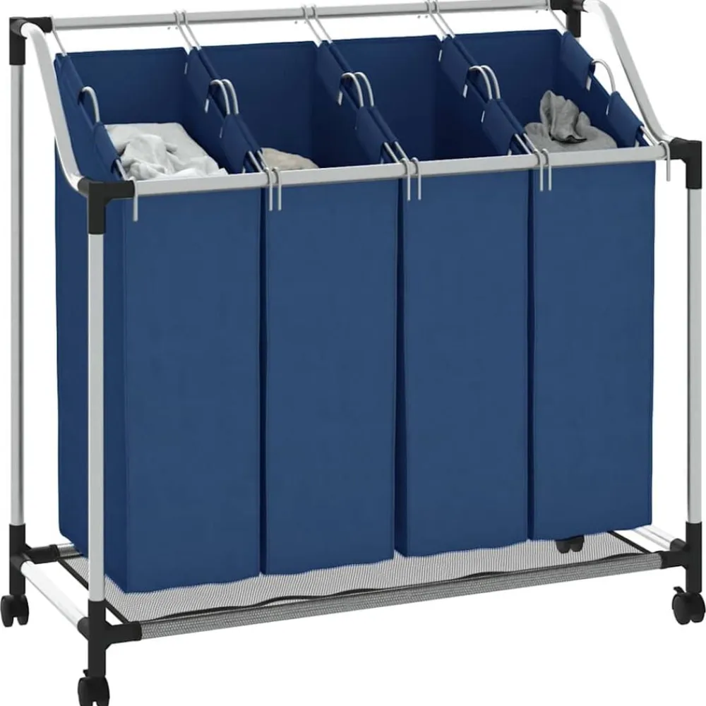 vidaXL Separador de colada con 4 bolsas acero Azul Outlet
