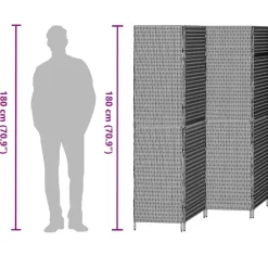 vidaXL Divisores De Ambientes-Separador de habitaciones Marrón 195 x 180 cm ratán sintético