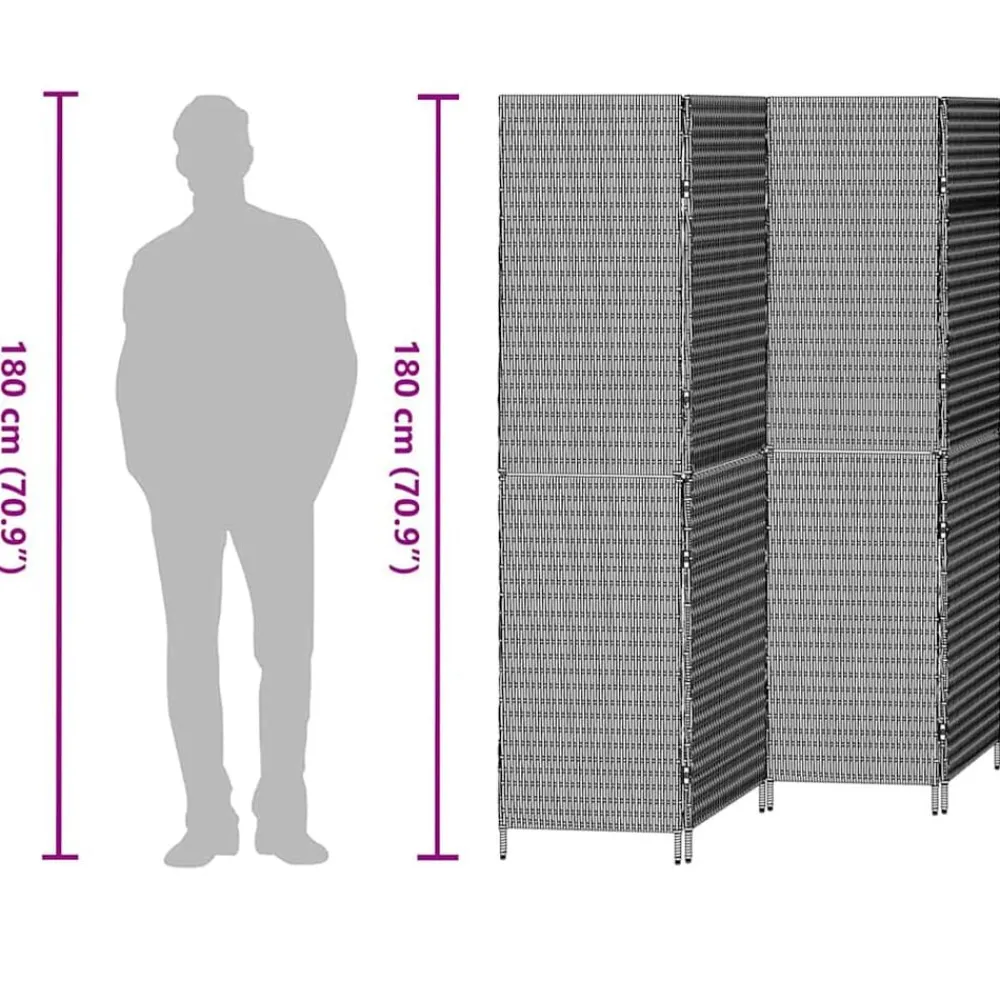 vidaXL Divisores De Ambientes-Separador de habitaciones Marrón 195 x 180 cm ratán sintético