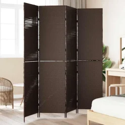 vidaXL Divisores De Ambientes-Separador de habitaciones Marrón 195 x 180 cm ratán sintético