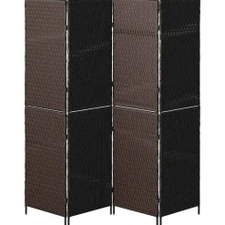 vidaXL Divisores De Ambientes-Separador de habitaciones Marrón 195 x 180 cm ratán sintético