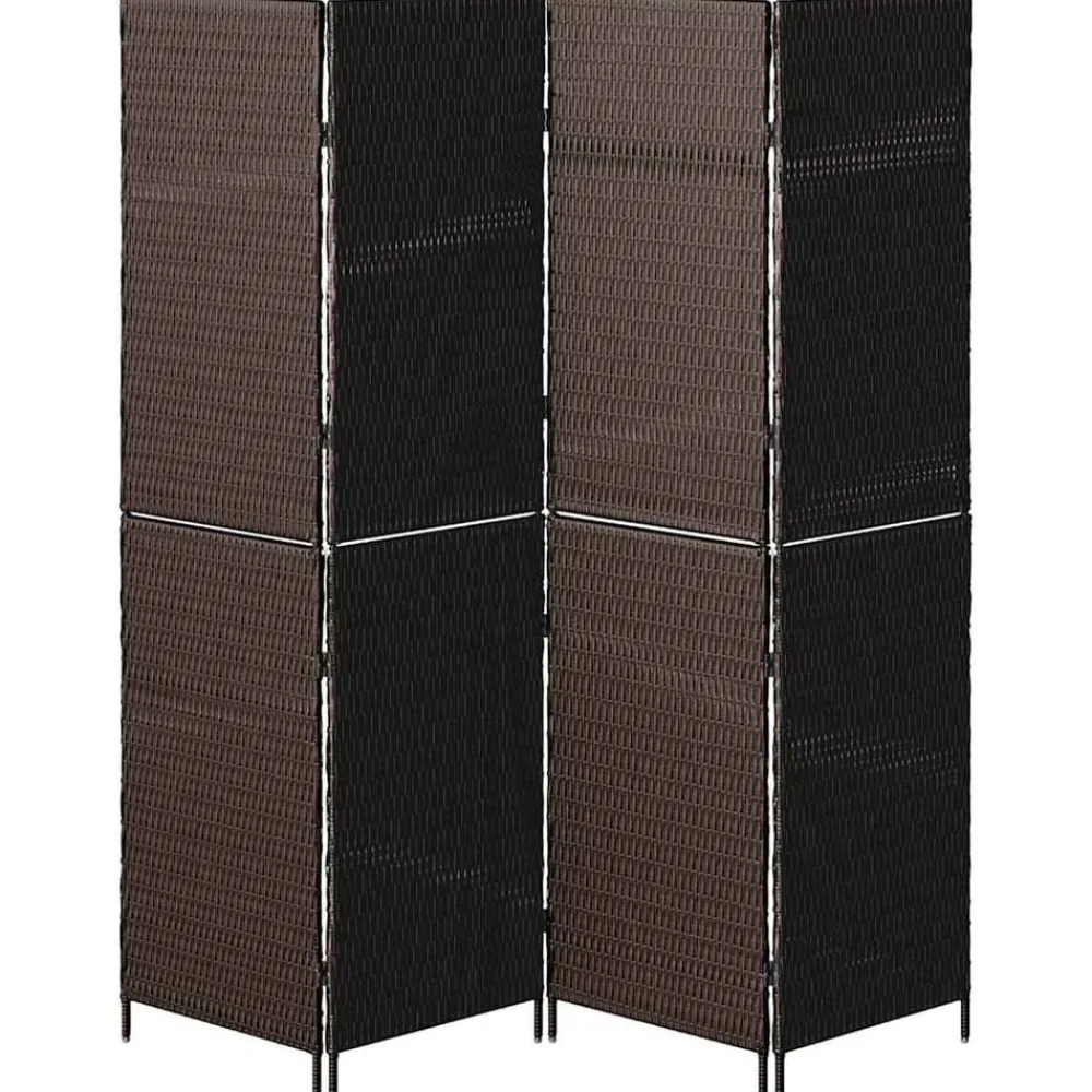 vidaXL Divisores De Ambientes-Separador de habitaciones Marrón 195 x 180 cm ratán sintético