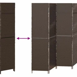vidaXL Divisores De Ambientes-Separador de habitaciones Marrón 195 x 180 cm ratán sintético