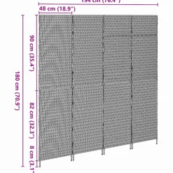 vidaXL Divisores De Ambientes-Separador de habitaciones Marrón 195 x 180 cm ratán sintético