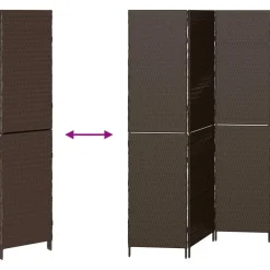 vidaXL Separador de habitaciones Marrón 146 x 180 cm ratán sintético Marrón Clearance