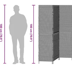 vidaXL Separador de habitaciones Marrón 146 x 180 cm ratán sintético Marrón Clearance