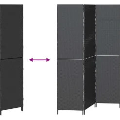 vidaXL Separador de habitaciones 146 x 180 cm ratán sintético Negro Outlet