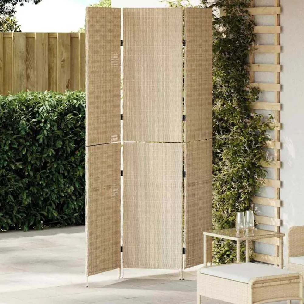 vidaXL Separador de habitaciones 147 x 180 cm ratán sintético Beige Discount