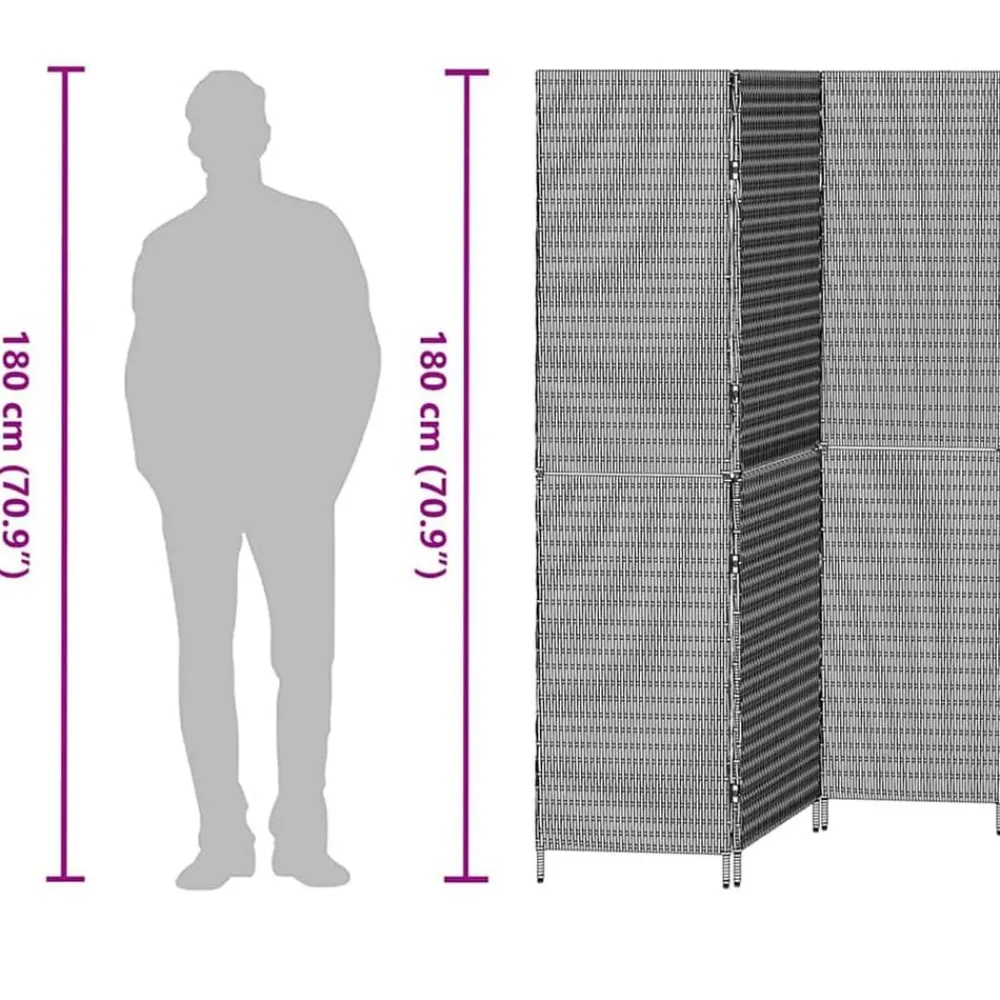 vidaXL Separador de habitaciones 147 x 180 cm ratán sintético Beige Discount