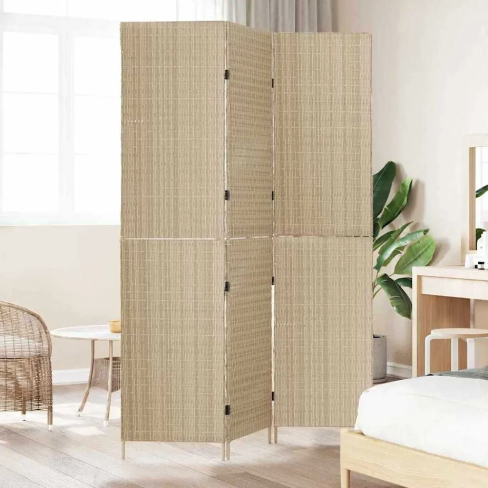 vidaXL Separador de habitaciones 147 x 180 cm ratán sintético Beige Discount