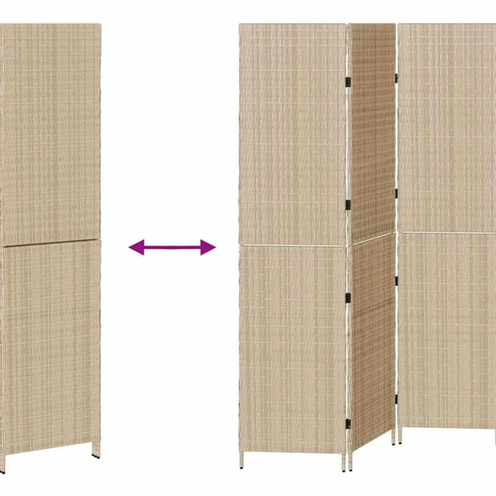 vidaXL Separador de habitaciones 147 x 180 cm ratán sintético Beige Discount