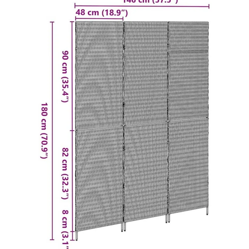 vidaXL Separador de habitaciones 147 x 180 cm ratán sintético Beige Discount