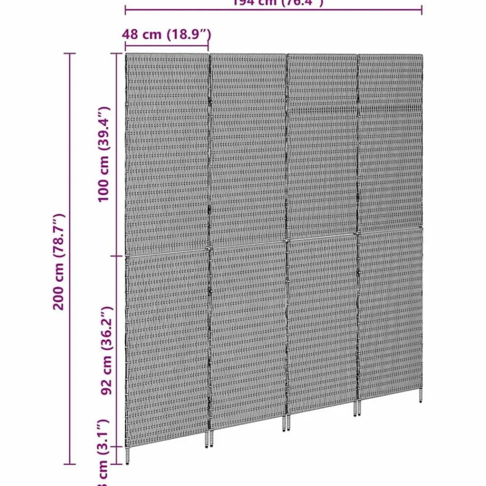 vidaXL Separador de habitaciones 195 x 180 cm ratán sintético Beige Online