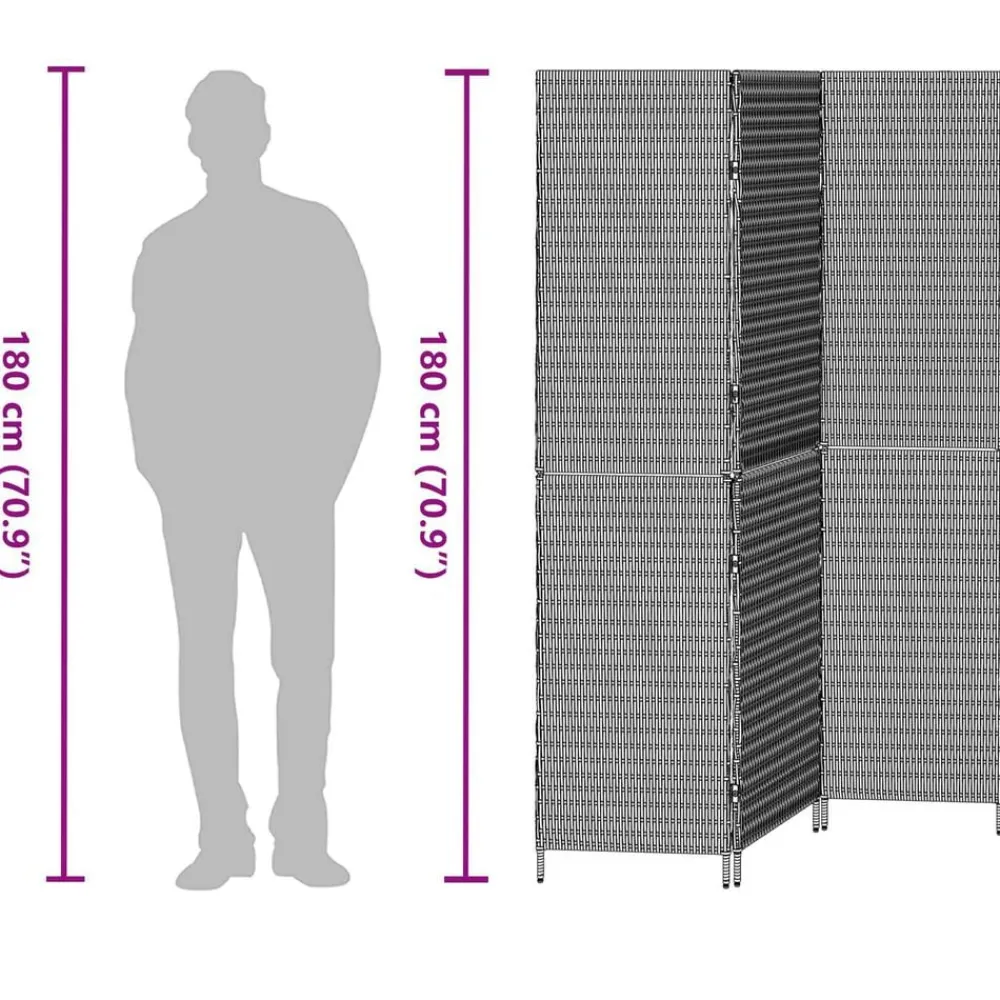 vidaXL Divisores De Ambientes-Separador de habitaciones 146 x 180 cm ratán sintético