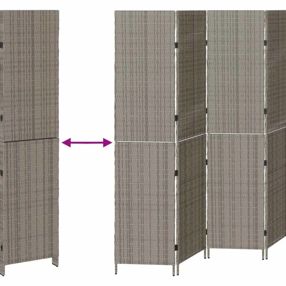 vidaXL Separador de habitaciones 195 x 180 cm ratán sintético Gris Sale