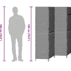 vidaXL Separador de habitaciones 195 x 180 cm ratán sintético Gris Sale