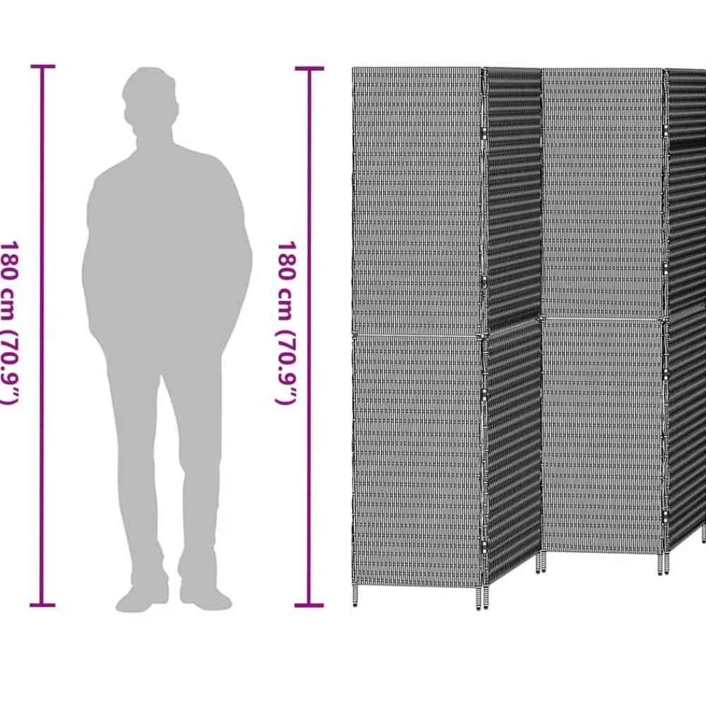 vidaXL Separador de habitaciones 195 x 180 cm ratán sintético Gris Sale