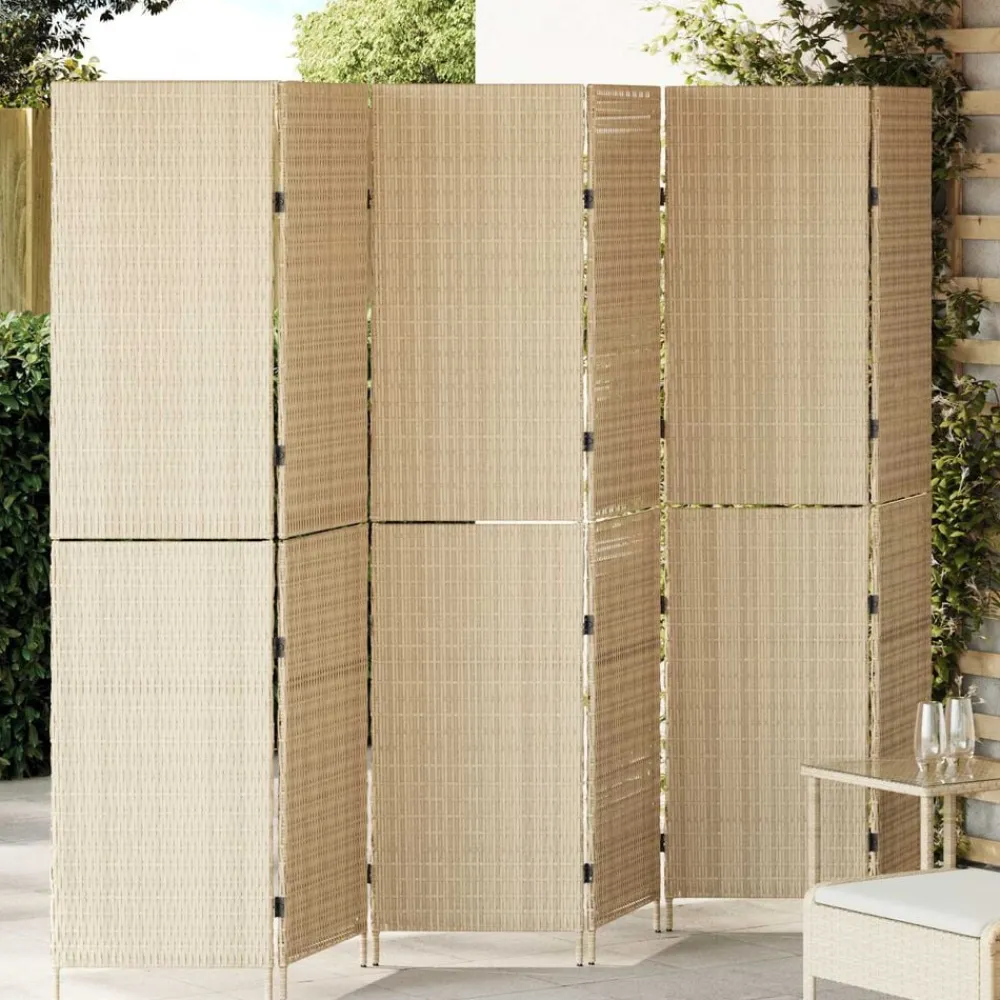 vidaXL Separador de habitaciones 292 x 180 cm ratán sintético Beige Hot