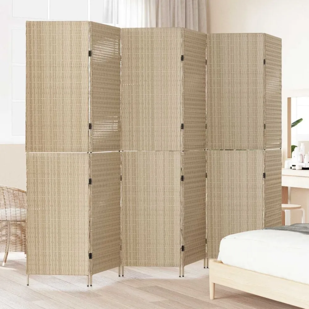 vidaXL Separador de habitaciones 292 x 180 cm ratán sintético Beige Hot