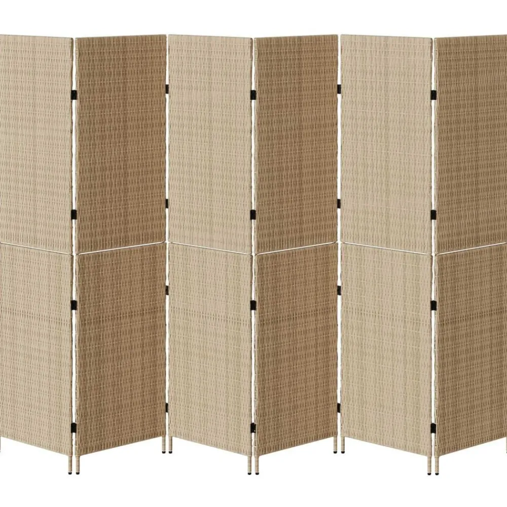 vidaXL Separador de habitaciones 292 x 180 cm ratán sintético Beige Hot