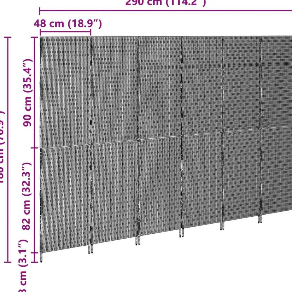 vidaXL Separador de habitaciones 292 x 180 cm ratán sintético Beige Hot