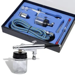 vidaXL Ser de aerógrafo con jarra de vidrio boquillas 0,2 /0,3/0,5 mm