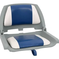 vidaXL Set asientos plegables para barco 2 uds con cojín blanco y azul Azul y blanco Hot