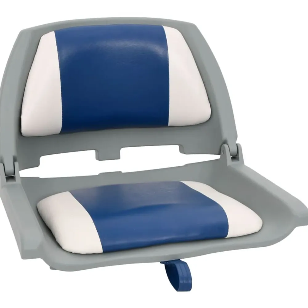 vidaXL Set asientos plegables para barco 2 uds con cojín blanco y azul Azul y blanco Hot