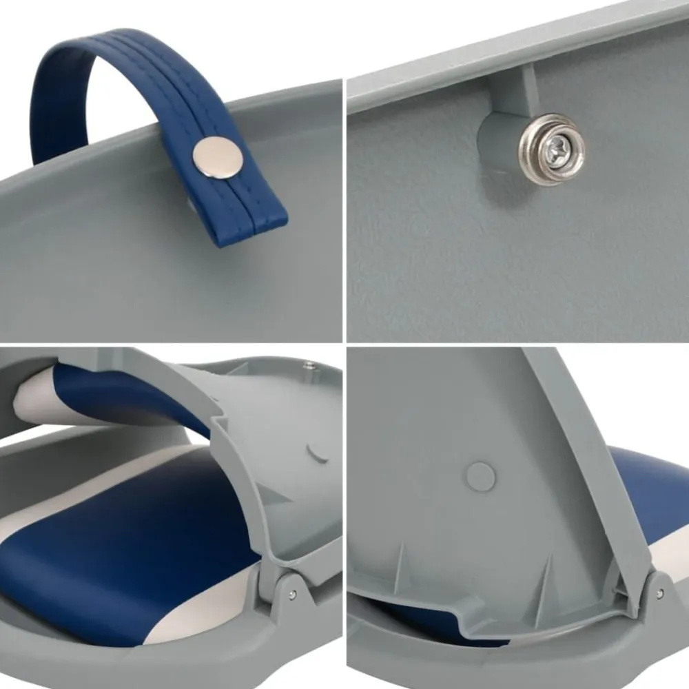 vidaXL Set asientos plegables para barco 2 uds con cojín blanco y azul Azul y blanco Hot