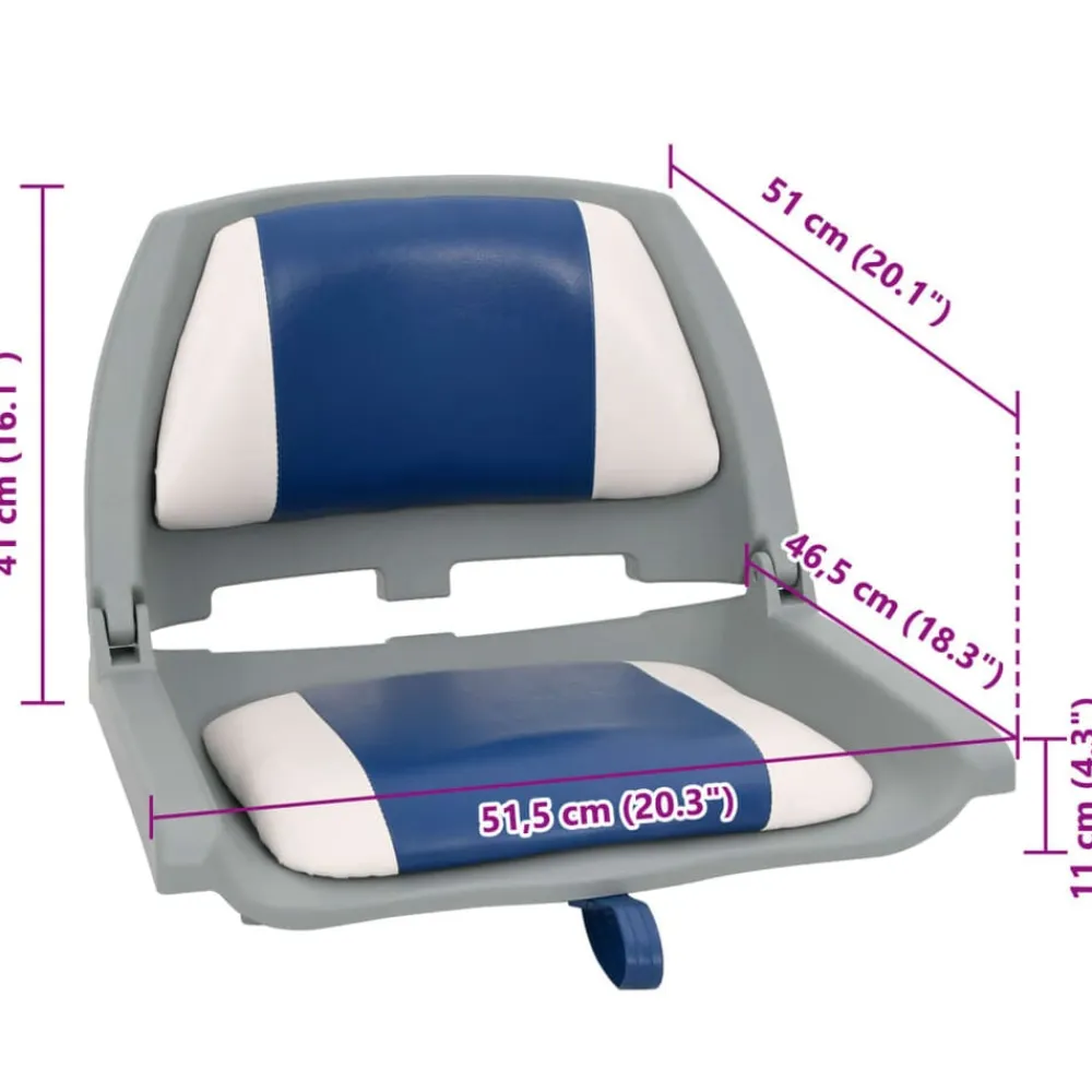 vidaXL Set asientos plegables para barco 2 uds con cojín blanco y azul Azul y blanco Hot