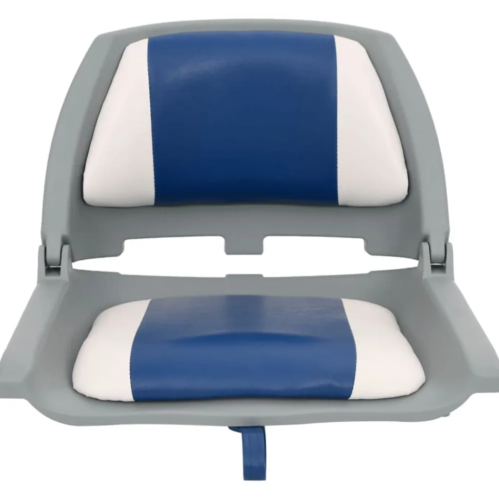 vidaXL Set asientos plegables para barco 2 uds con cojín blanco y azul Azul y blanco Hot